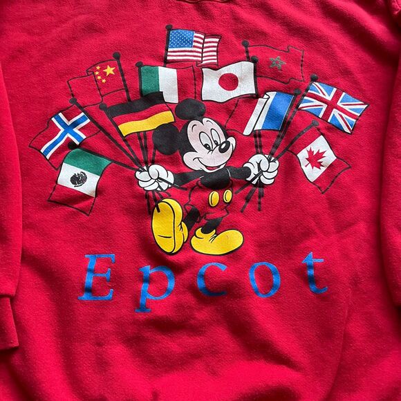 Disney Epcot Center Vintage Sweatshirt Women's 4X Red World Flags 90s Oversized - Picture 4 of 8